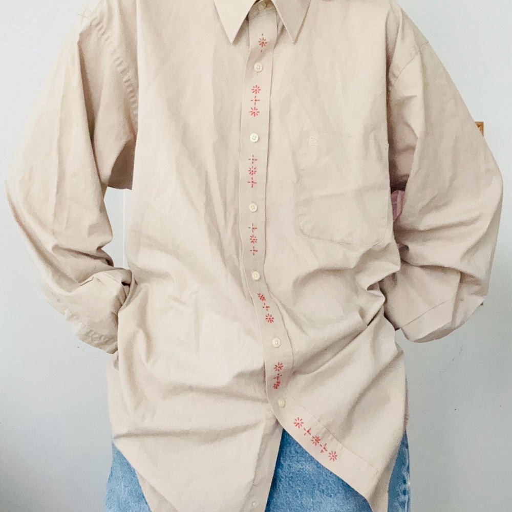 Pierre Cardin Beige Shirt with Red Embroidery
